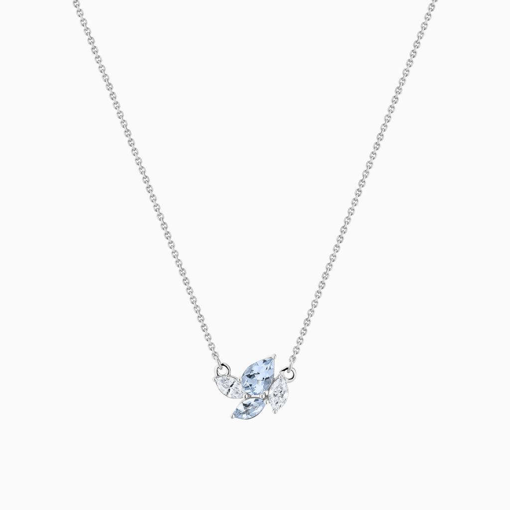 The Ecksand Aquamarine and Diamond Pendant Necklace shown with Natural VS2+/ F+ in 14k White Gold
