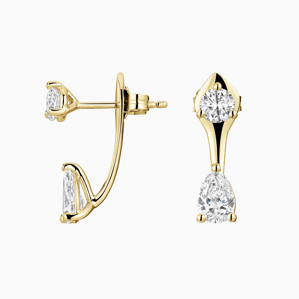 Angled view of Ecksand's Diamond Jacket Earrings in 18k White Gold, Natural 1.80 ctw, VS2+/ F+ #4