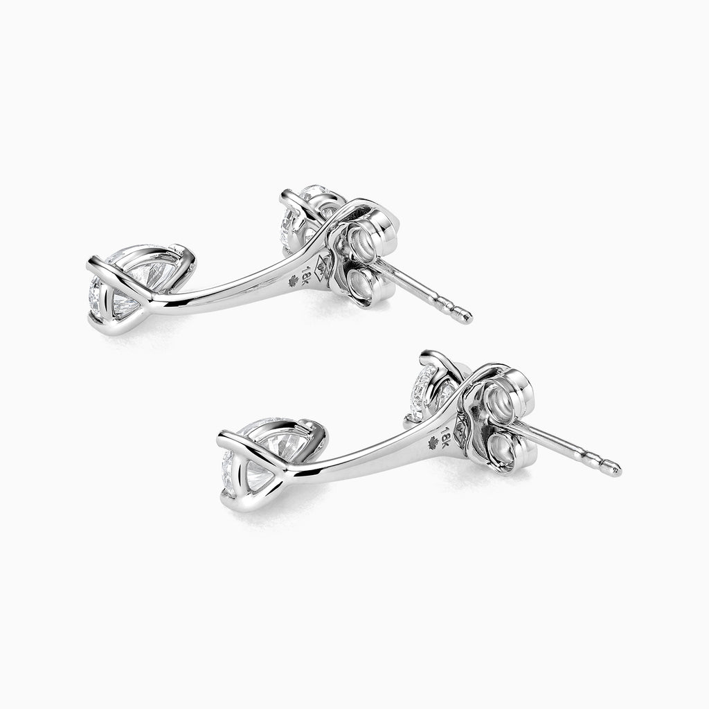 Angled view of Ecksand's Diamond Jacket Earrings in 18k White Gold, Natural 1.80 ctw, VS2+/ F+ #2