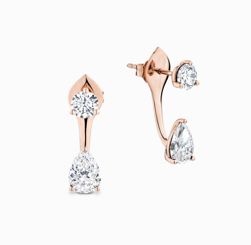 The Ecksand Diamond Jacket Earrings shown with Lab-grown 0.60 ctw, VS2+/ F+ in 18k Rose Gold