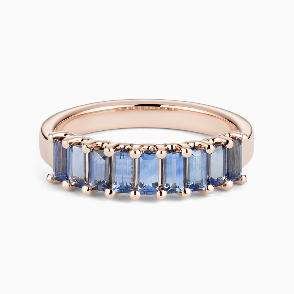 The Ecksand Baguette-Cut Blue Sapphire Ring shown with  in 14k Rose Gold