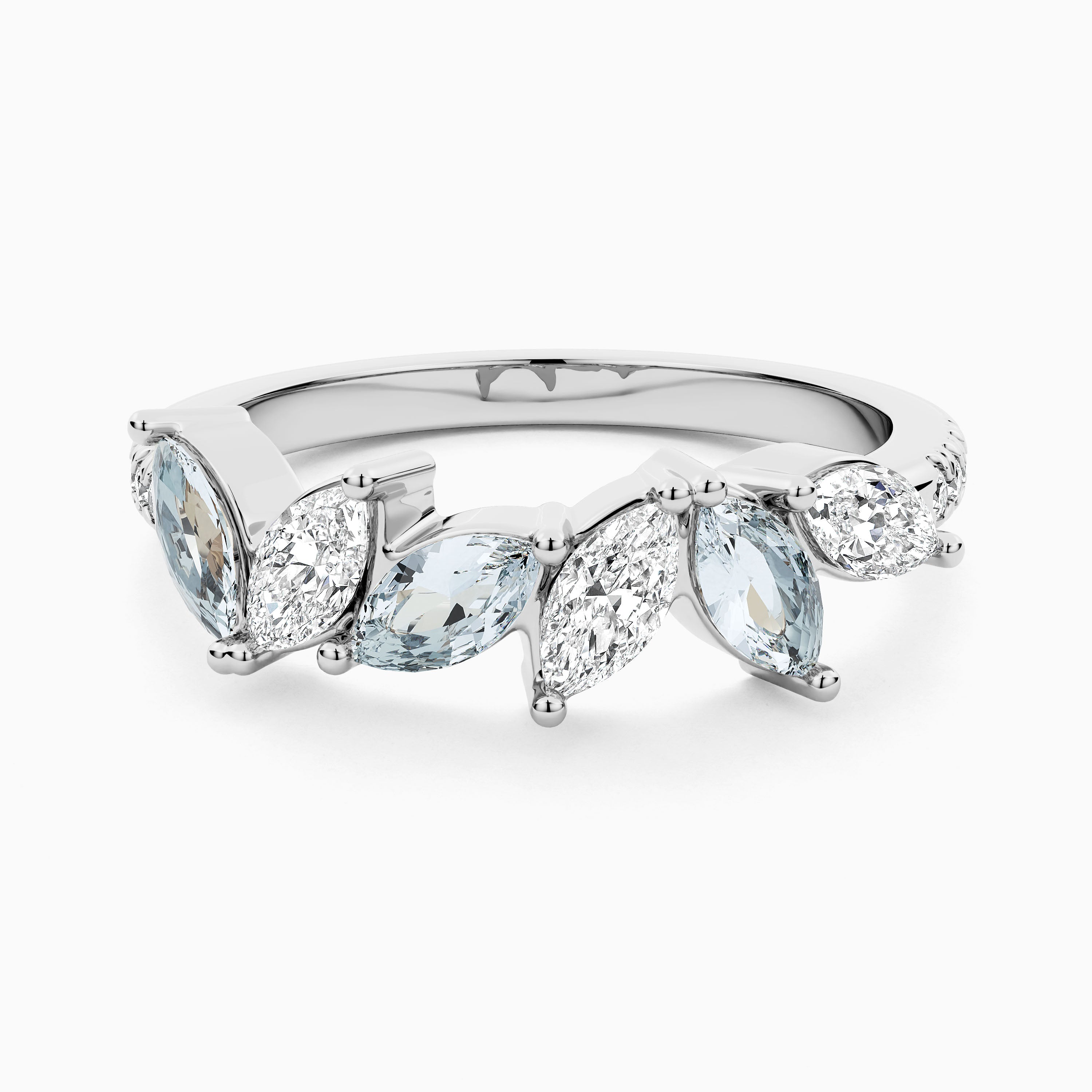 Diamond and Aquamarine Ring Ecksand - Main Image