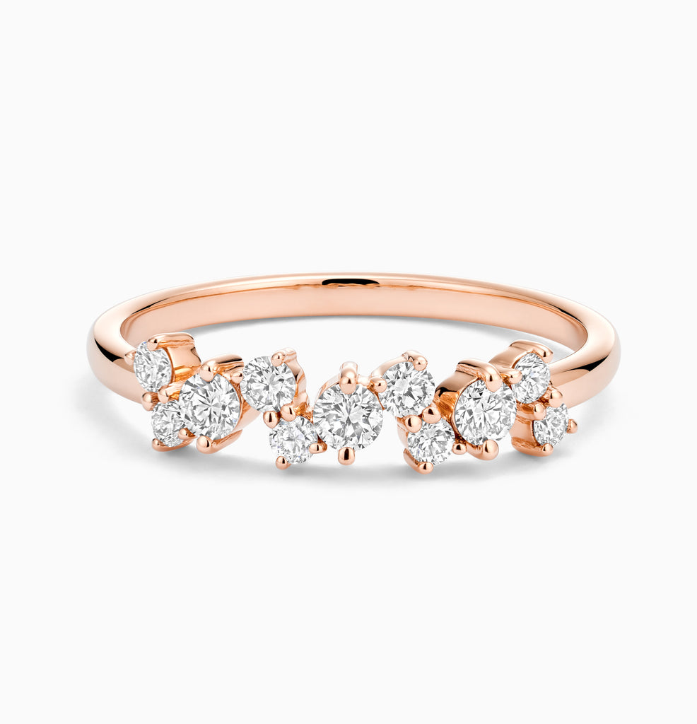 The Ecksand Cluster Diamond Pavé Ring shown with Natural VS2+/ F+ in 14k Rose Gold