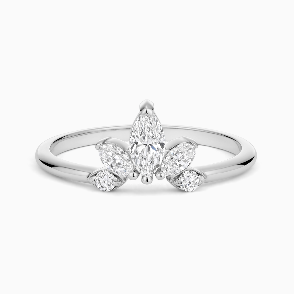 The Ecksand Curved Diamond Ring shown with Natural VS2+/ F+ in 18k White Gold