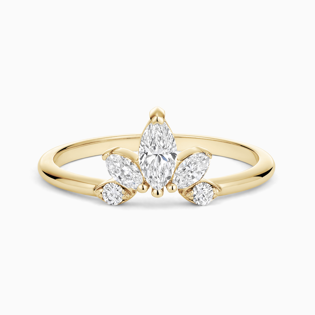 The Ecksand Curved Diamond Ring shown with Natural VS2+/ F+ in 18k Yellow Gold