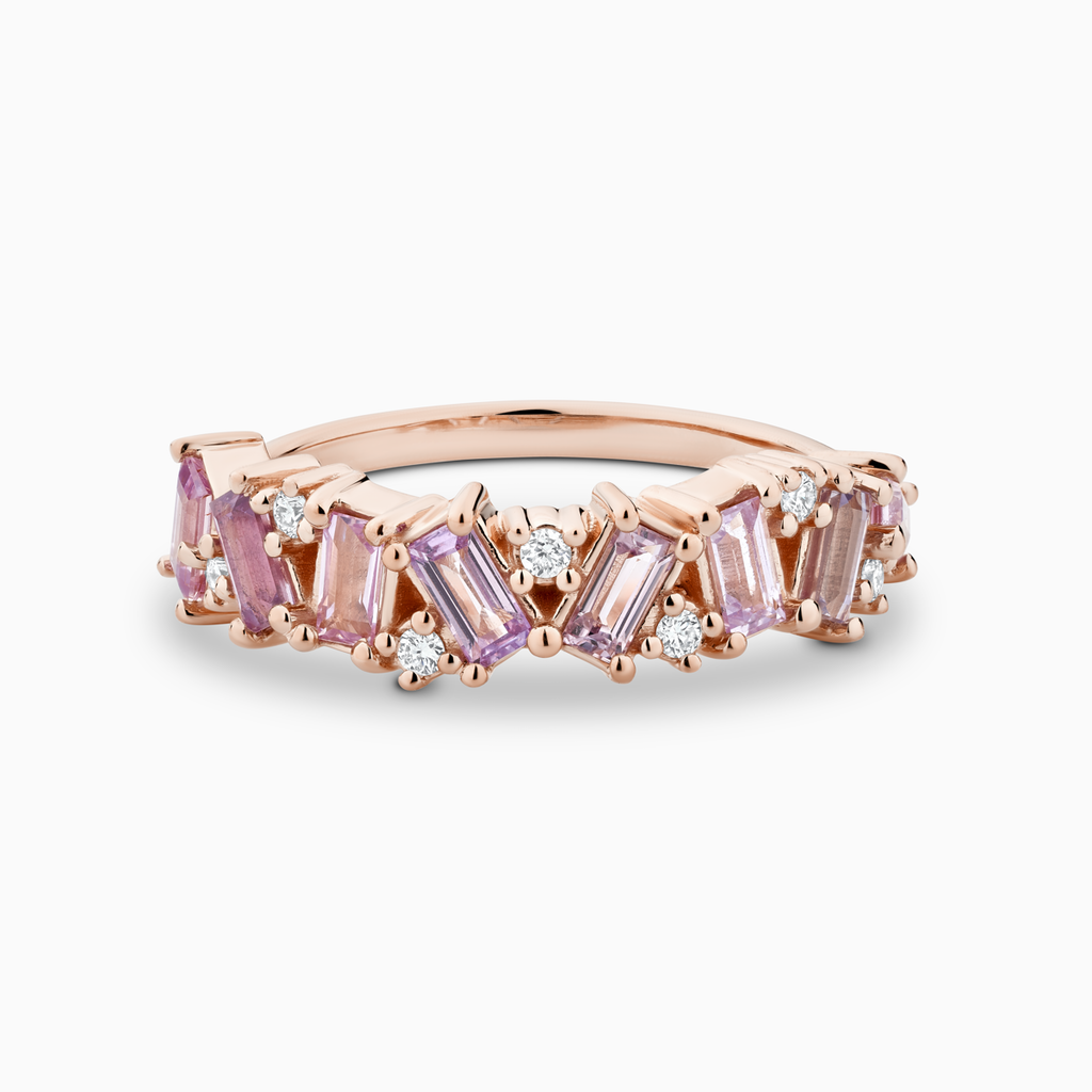The Ecksand Multi Sapphire and Diamond Ring shown with Natural VS2+/ F+ in 14k Rose Gold