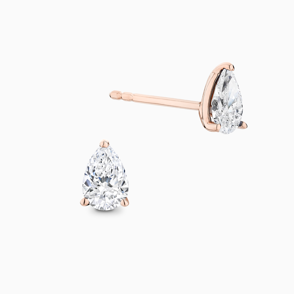 The Ecksand Pear-Cut Diamond Stud Earrings shown with Natural VS2+/ F+ in 14k Rose Gold