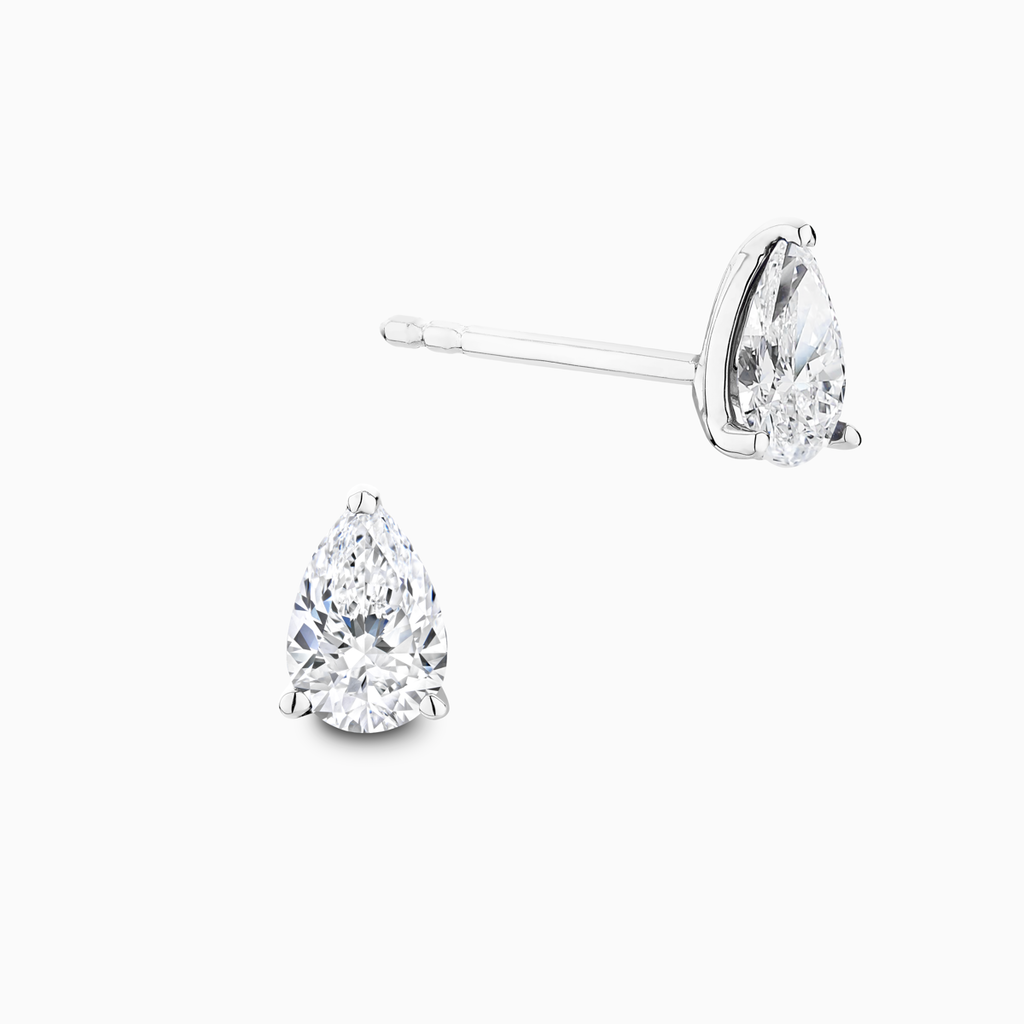 The Ecksand Pear-Cut Diamond Stud Earrings shown with Natural VS2+/ F+ in 14k White Gold