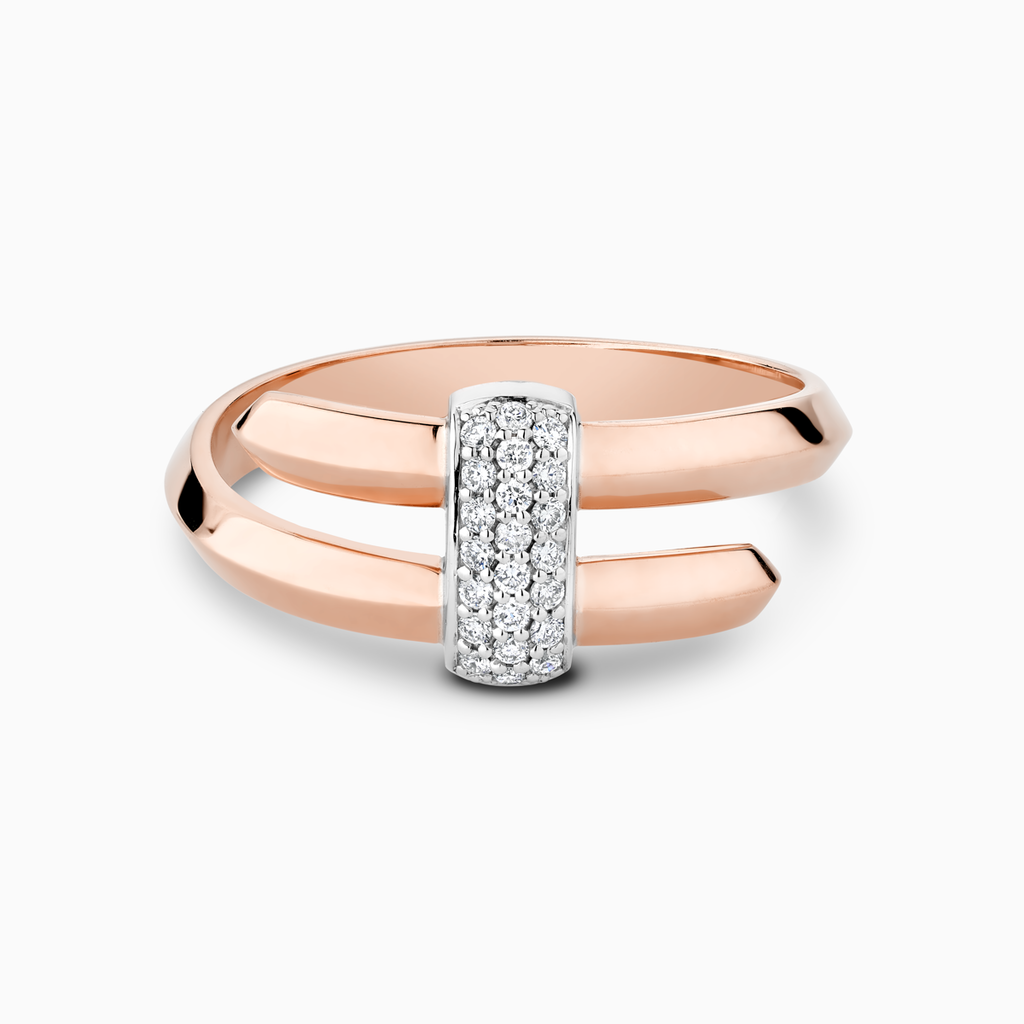 The Ecksand Large Diamond Pavé Duel Wrap Ring shown with Natural VS2+/ F+ in 14k Rose Gold