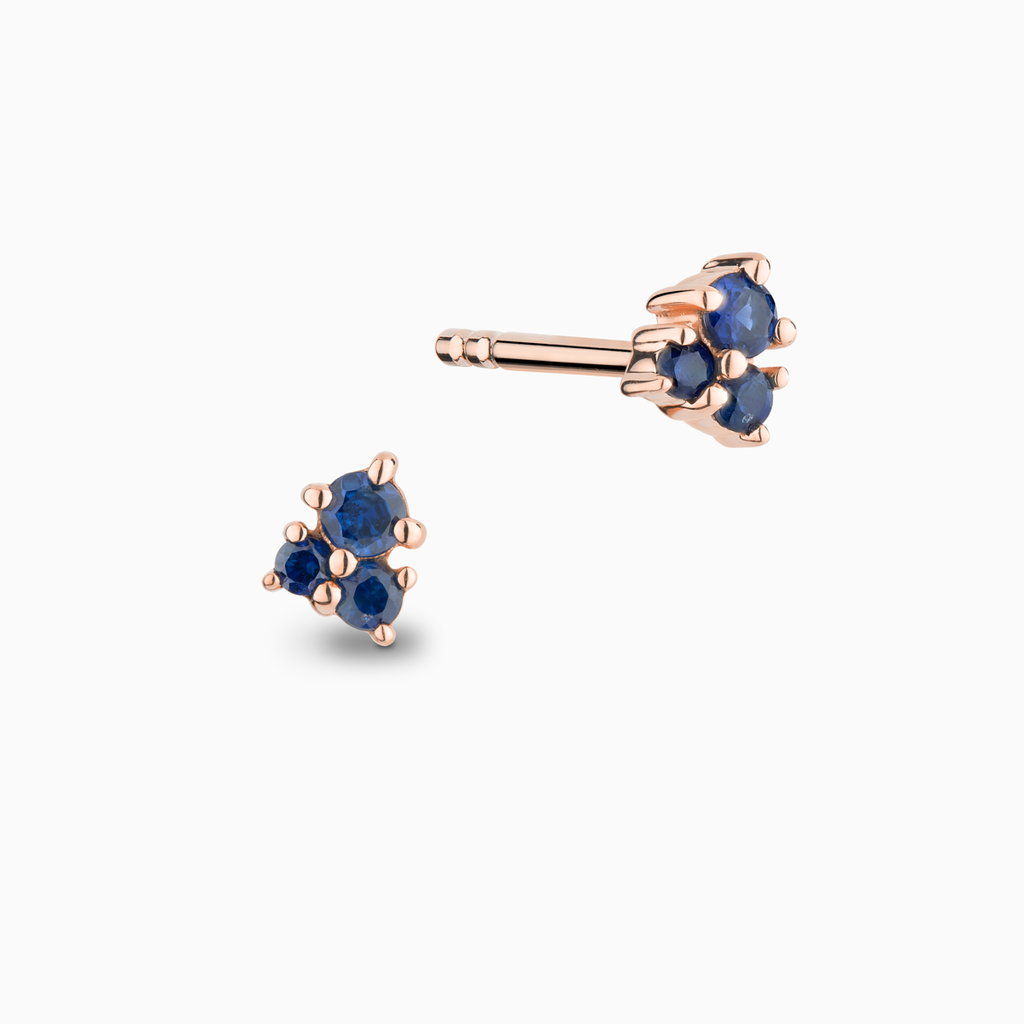 The Ecksand Cluster Blue Sapphire Stud Earrings shown with  in 14k Rose Gold