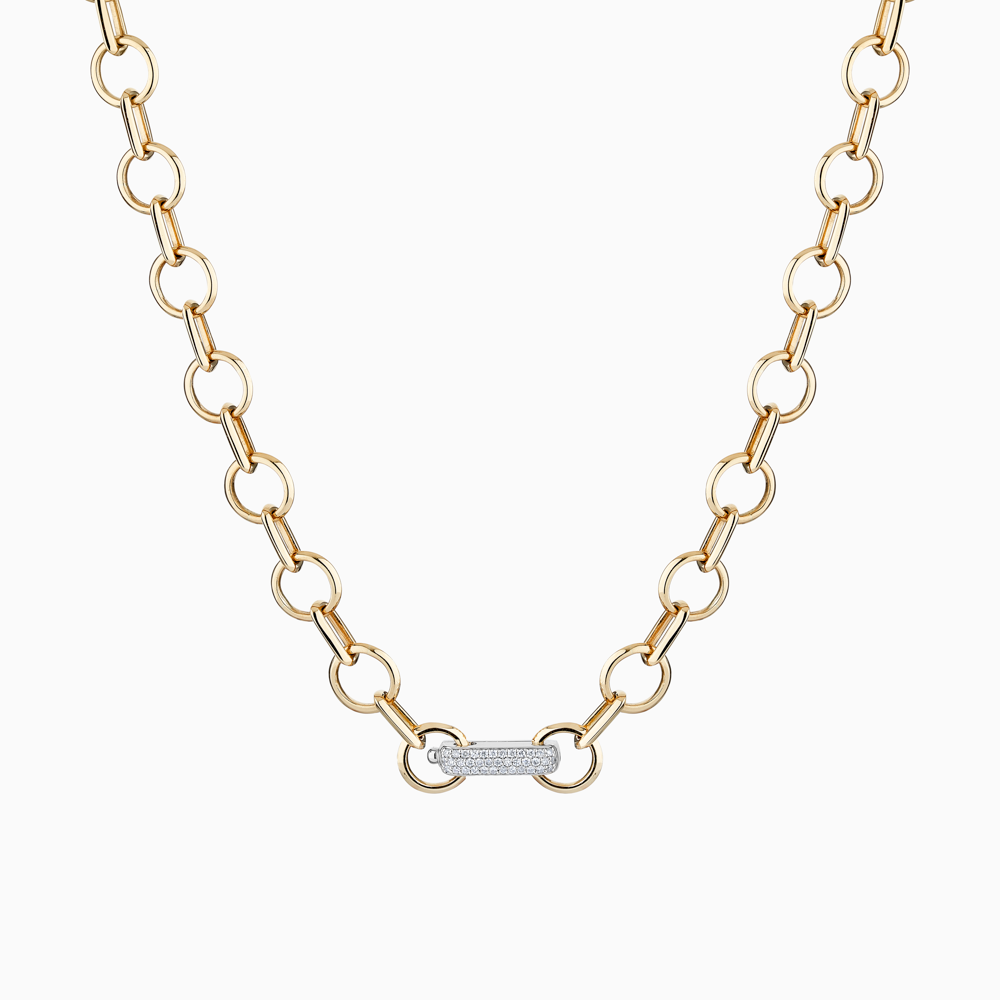 The Ecksand Iconic Duel Oversized Diamond Chain Necklace shown with  in 14k Yellow Gold