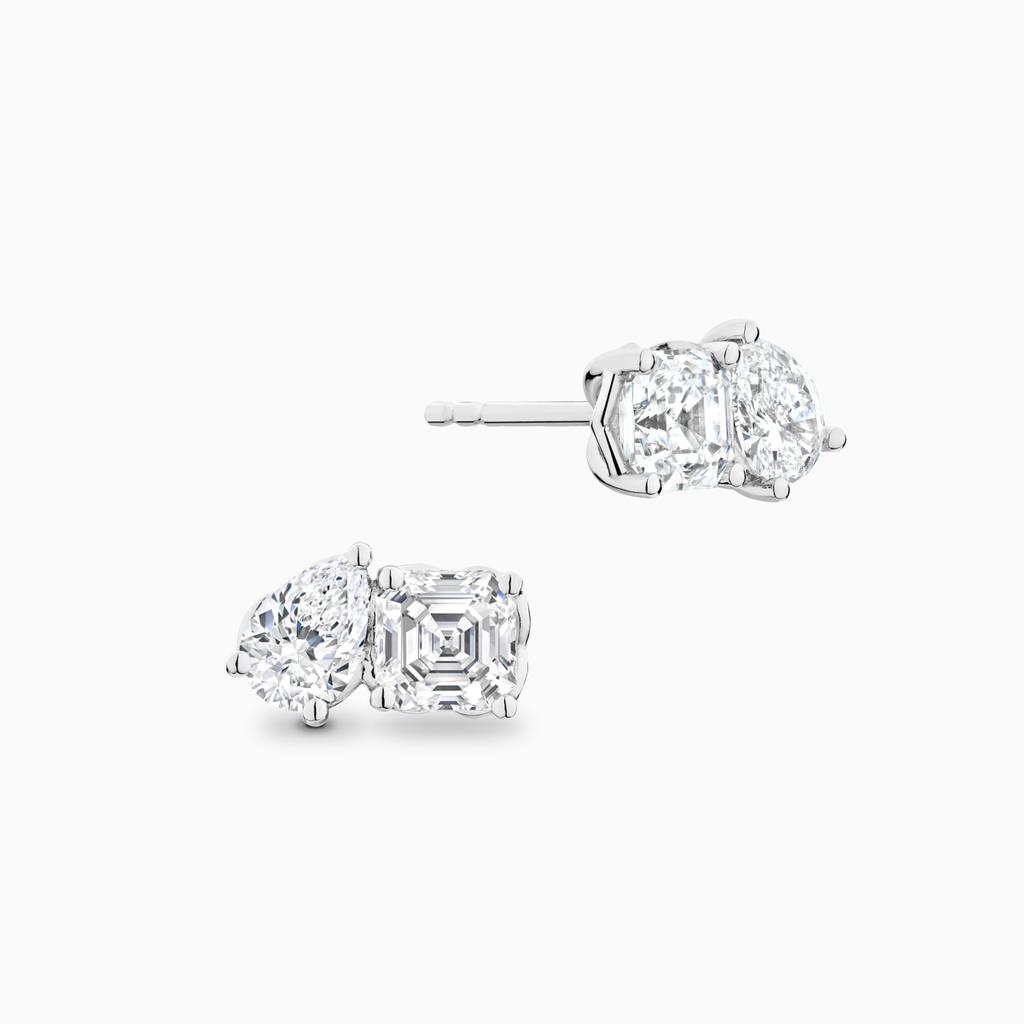 The Ecksand Two-Stone Diamond Stud Earrings shown with Natural VS2+/ F+ in 14k White Gold