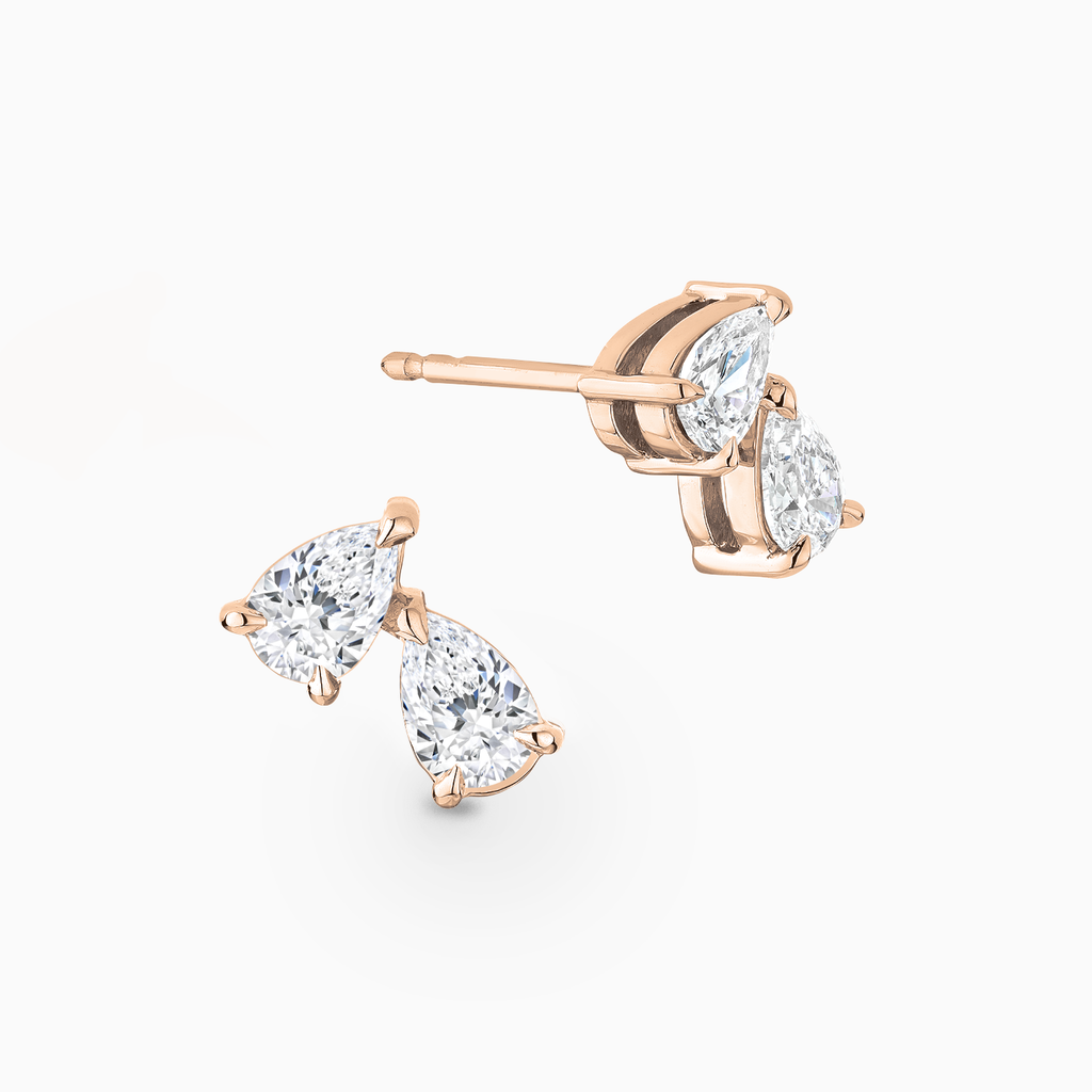 The Ecksand Two-Stone Pear-Cut Diamond Stud Earrings shown with Lab-grown 0.50ctw VS2+/ F+ in 18k Rose Gold