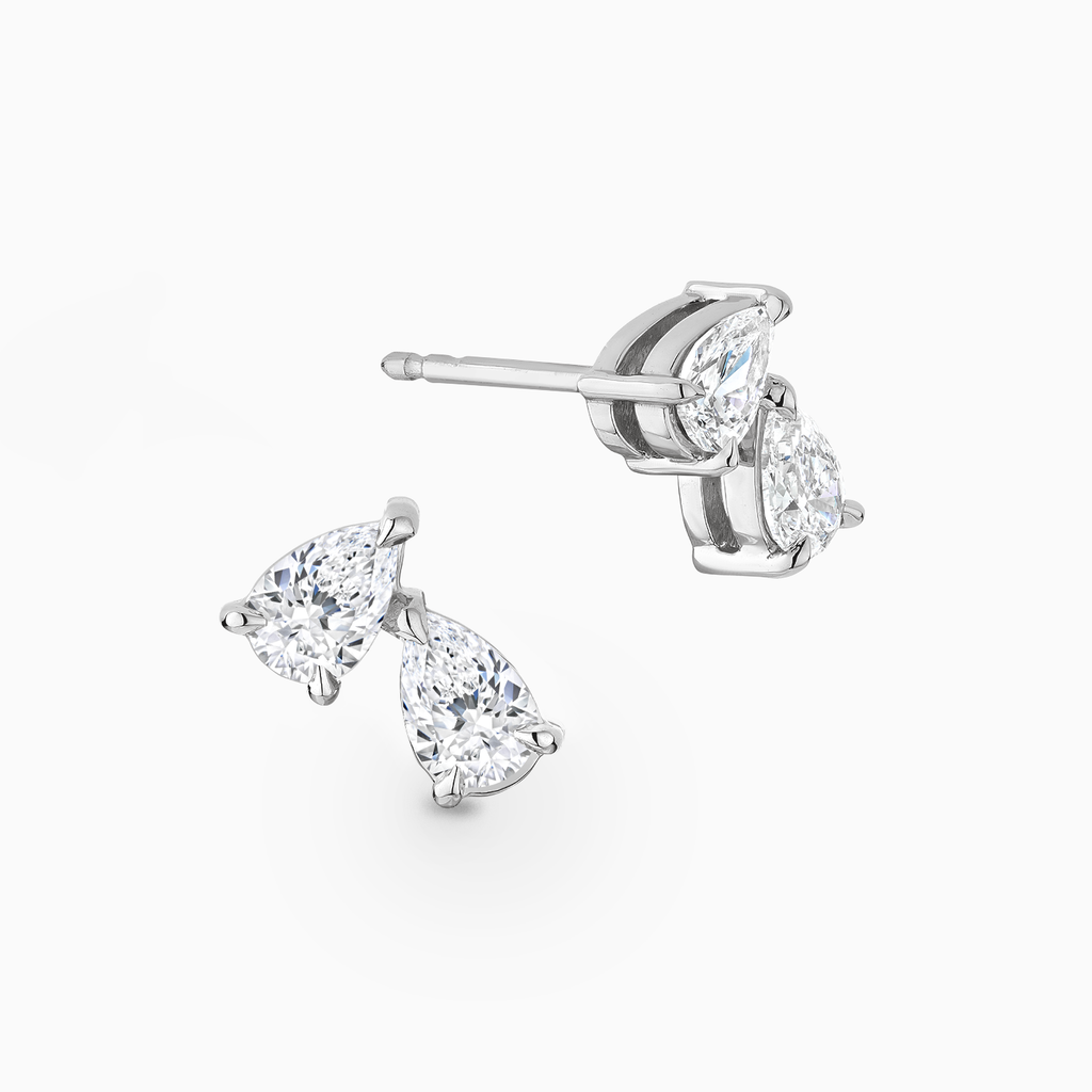 The Ecksand Two-Stone Pear-Cut Diamond Stud Earrings shown with Lab-grown 0.50ctw VS2+/ F+ in 18k White Gold