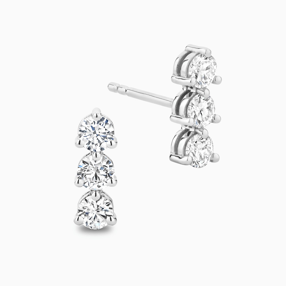 The Ecksand Three-Diamond Bar Earrings shown with Lab-grown 0.55 ctw, VS2+/ F+ in 18k White Gold