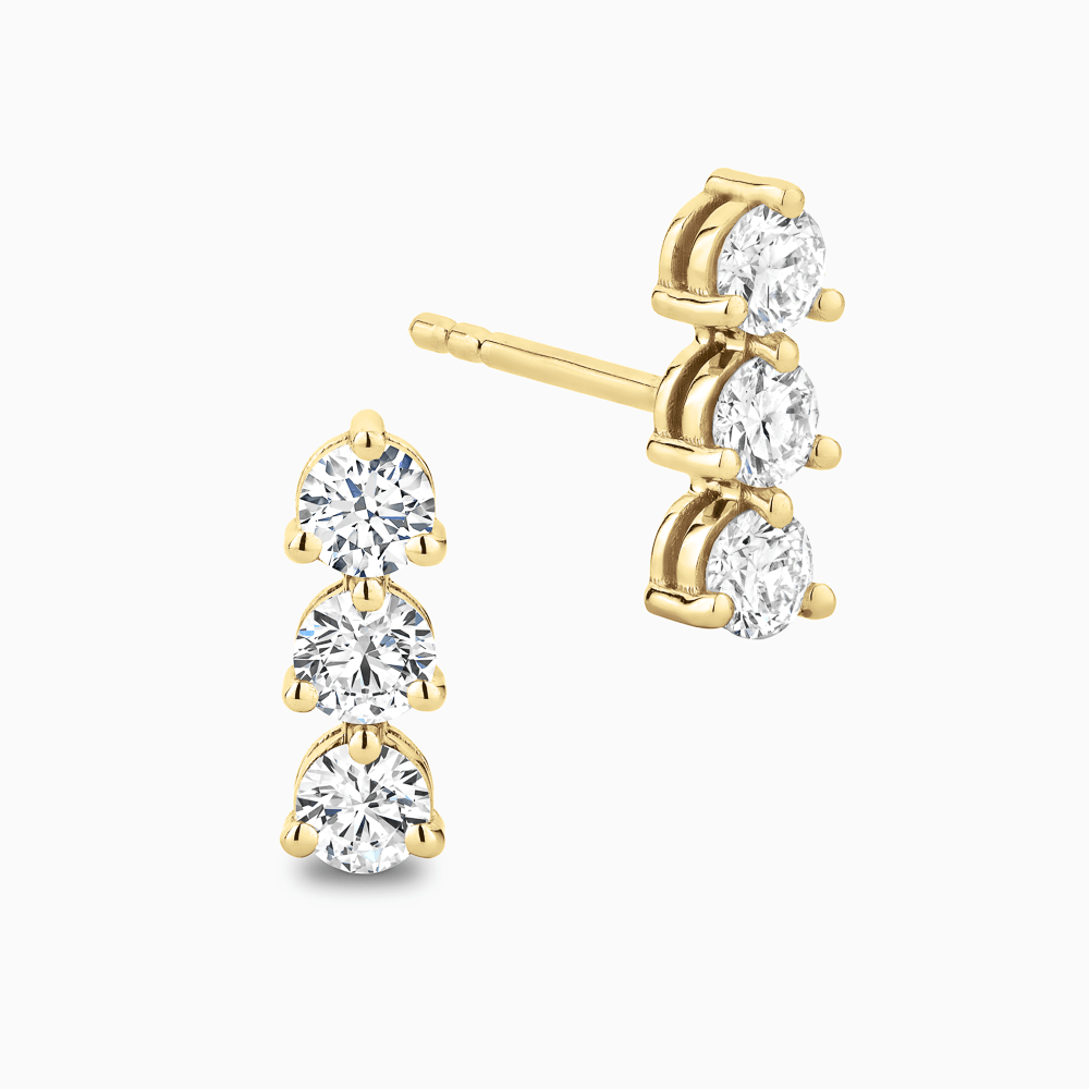 The Ecksand Three-Diamond Bar Earrings shown with Lab-grown 0.55 ctw, VS2+/ F+ in 14k Yellow Gold