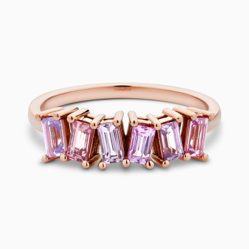 The Ecksand Asymmetrical Multi-Sapphire Ring shown with  in 14k Rose Gold