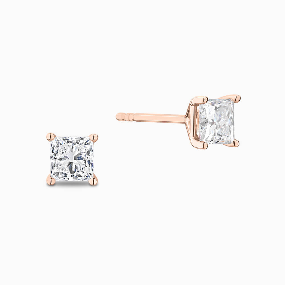 The Ecksand Princess-Cut Diamond Stud Earrings shown with  in 