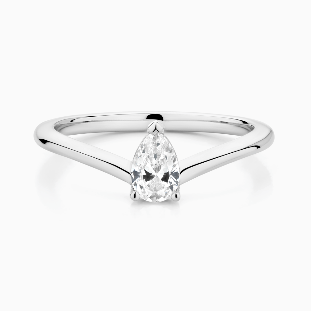 The Ecksand Curved Pear-Cut Diamond Ring shown with Lab-grown 0.20 ct, VS2+/ F+ in 18k White Gold
