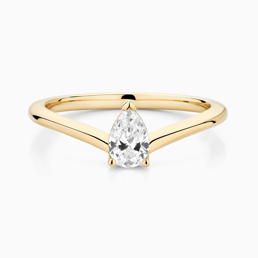 The Ecksand Curved Pear-Cut Diamond Engagement Ring shown with Lab-grown 0.20 ct, VS2+/ F+ in 14k Yellow Gold