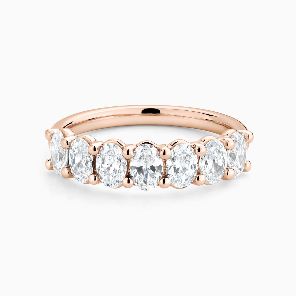 The Ecksand Seven-Stone Oval-Cut Diamond Ring shown with Natural VS2+/ F+ in 14k Rose Gold