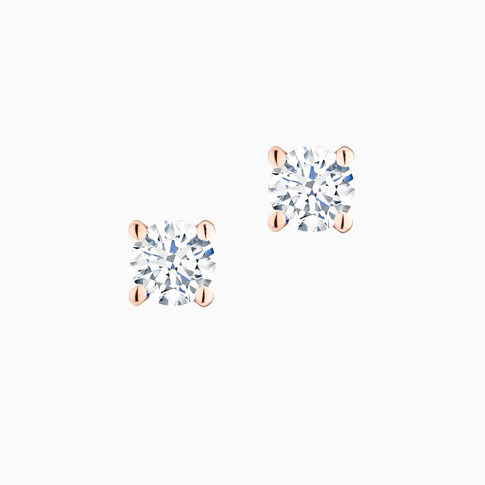 The Ecksand Four-Prong Diamond Stud Earrings shown with Natural 0.40ctw VS2+/F+ in 18k Rose Gold
