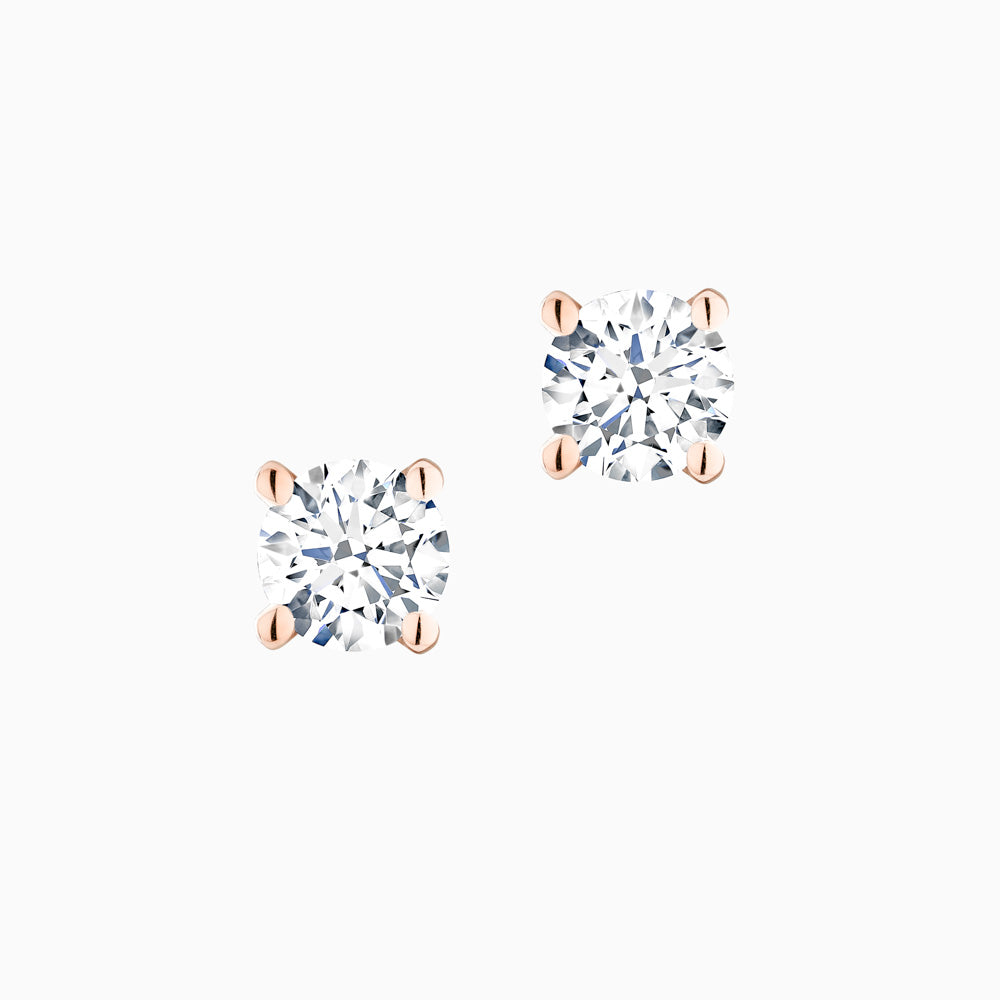 The Ecksand Four-Prong Diamond Stud Earrings shown with Natural 0.50ctw VS2+/F+ in 18k Rose Gold