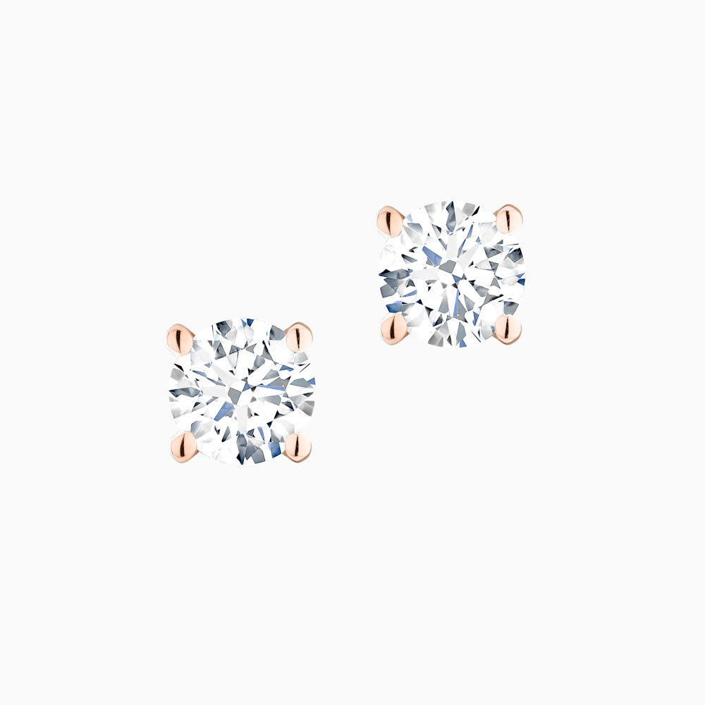 The Ecksand Four-Prong Diamond Stud Earrings shown with Natural 0.60ctw VS2+/H+ in 18k Rose Gold