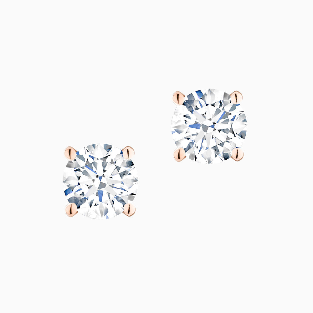 The Ecksand Four-Prong Diamond Stud Earrings shown with Natural 1.00ctw VS2+/F+ in 18k Rose Gold
