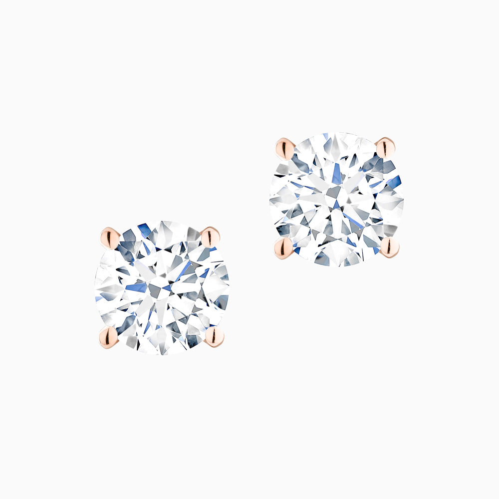 The Ecksand Four-Prong Diamond Stud Earrings shown with Natural 1.50ctw VS2+/F+ in 18k Rose Gold