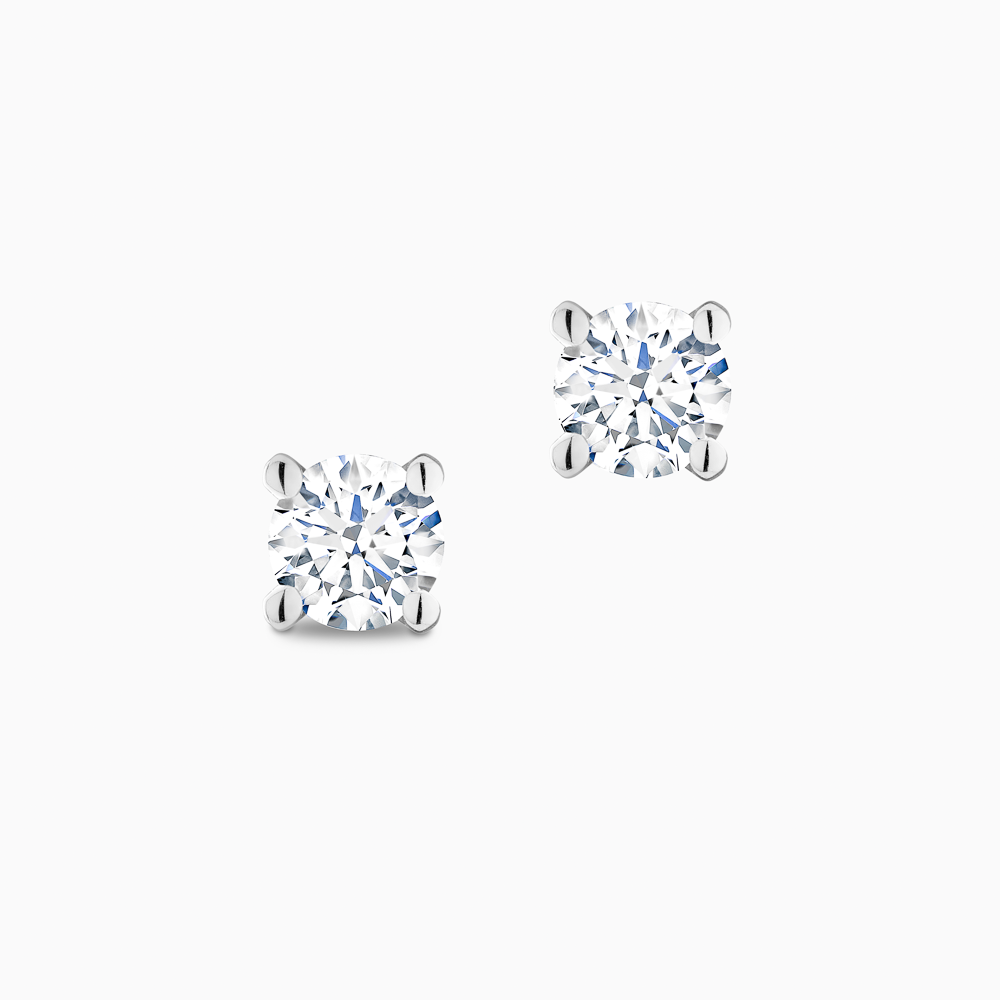 The Ecksand Four-Prong Diamond Stud Earrings shown with Natural 0.40ctw VS2+/F+ in 18k White Gold
