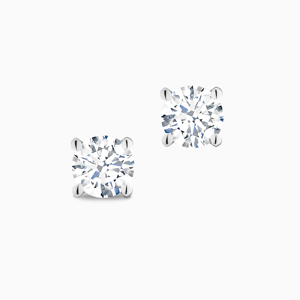 The Ecksand Four-Prong Diamond Stud Earrings shown with Natural 0.60ctw VS2+/H+ in 18k White Gold