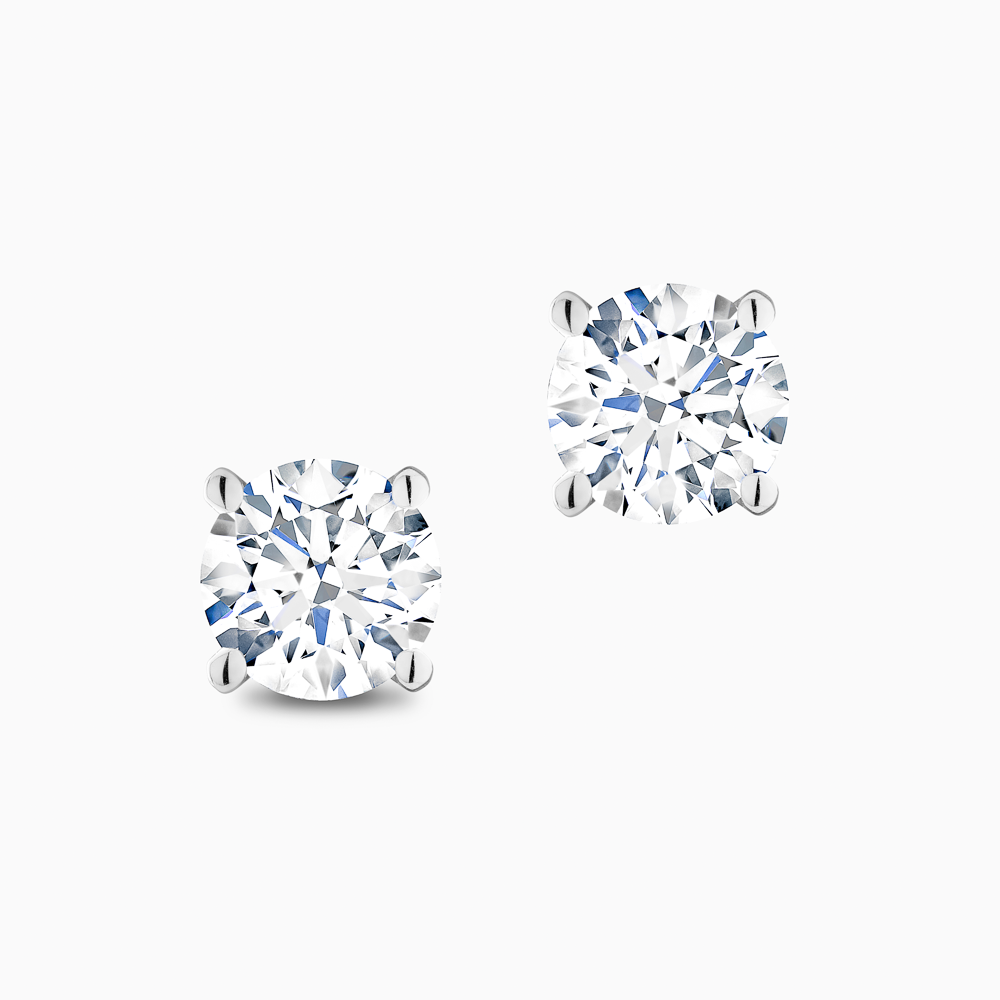 The Ecksand Four-Prong Diamond Stud Earrings shown with Natural 1.00ctw VS2+/F+ in 18k White Gold
