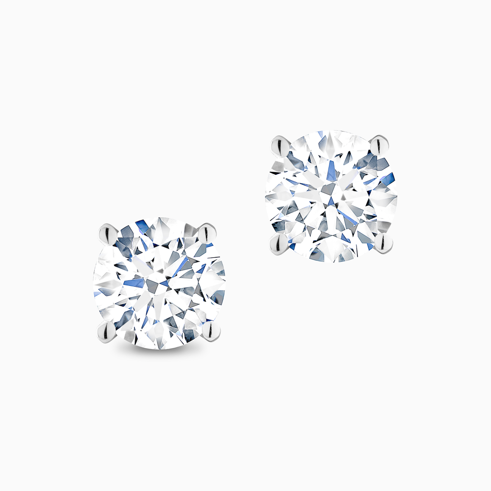 The Ecksand Four-Prong Diamond Stud Earrings shown with Natural 1.50ctw VS2+/F+ in 18k White Gold
