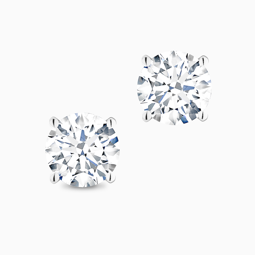 The Ecksand Four-Prong Diamond Stud Earrings shown with Natural 2.00ctw VS2+/F+ in 18k White Gold