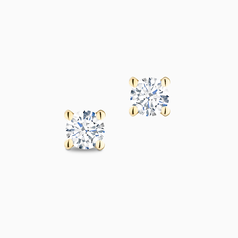 The Ecksand Four-Prong Diamond Stud Earrings shown with Natural 0.40ctw VS2+/F+ in 14k Yellow Gold