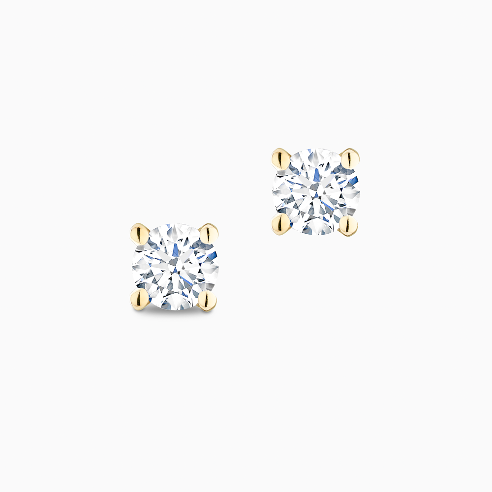 The Ecksand Four-Prong Diamond Stud Earrings shown with Natural 0.30ctw VS2+/F+ in 14k Yellow Gold
