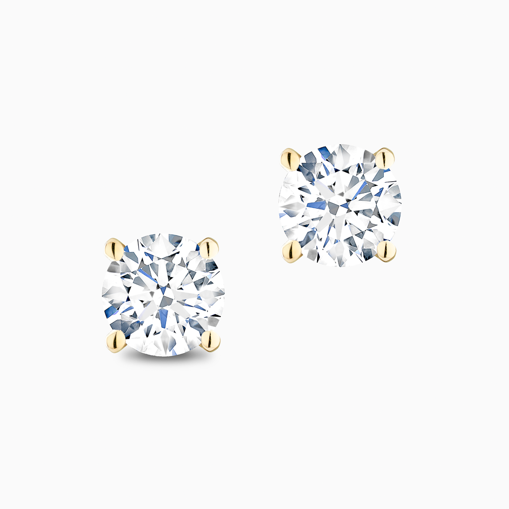 The Ecksand Four-Prong Diamond Stud Earrings shown with Natural 1.00ctw VS2+/F+ in 14k Yellow Gold