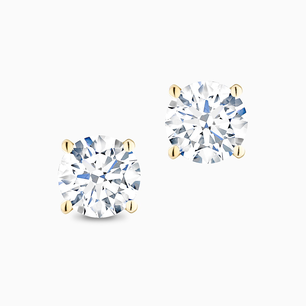 The Ecksand Four-Prong Diamond Stud Earrings shown with Natural 2.00ctw VS2+/F+ in 14k Yellow Gold