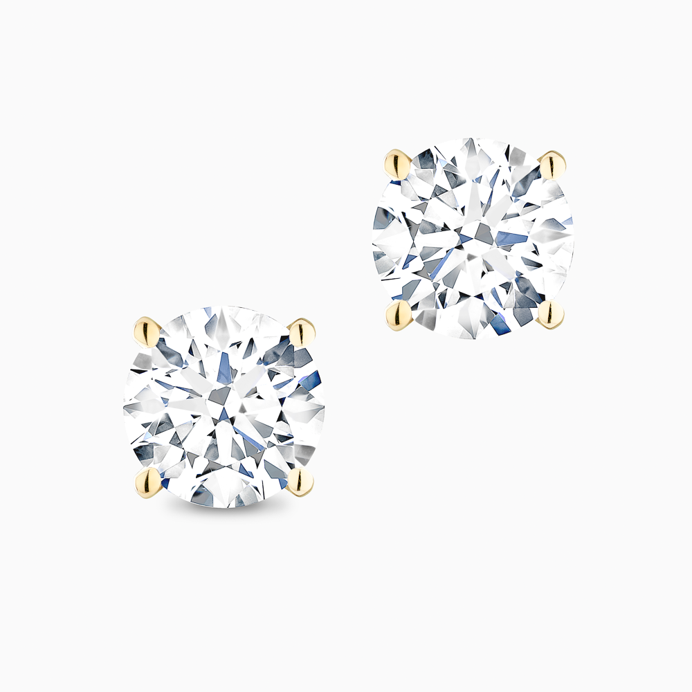 The Ecksand Four-Prong Diamond Stud Earrings shown with Natural 1.50ctw VS2+/F+ in 14k Yellow Gold