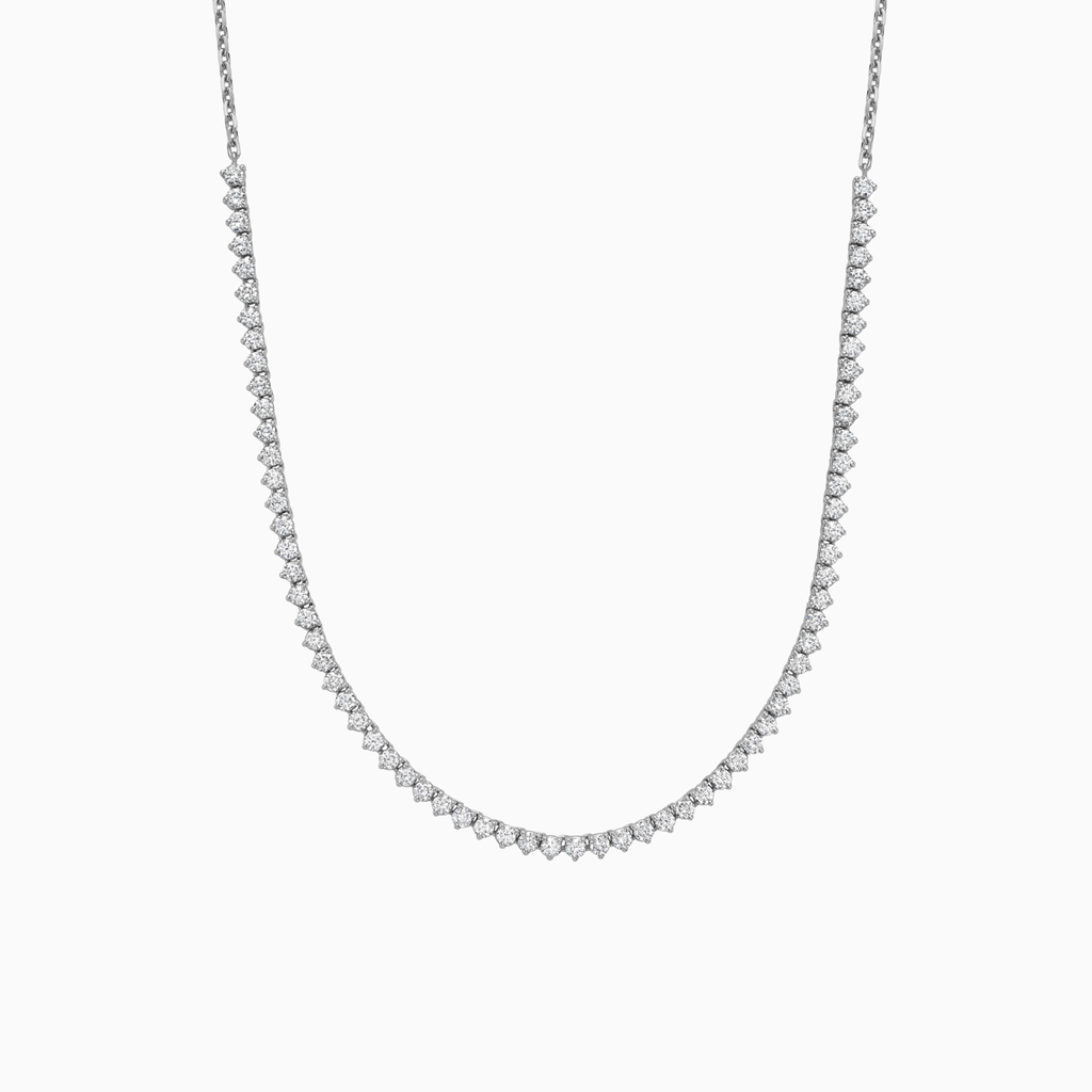The Ecksand Three-Prong Diamond River Necklace shown with Natural VS2+/ F+ in 14k White Gold
