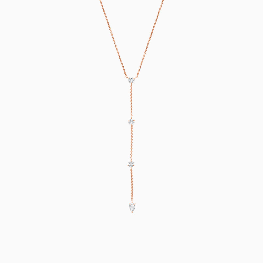 The Ecksand Four-Diamond Lariat Necklace shown with Lab-grown VS2+/F+ in 18k Rose Gold