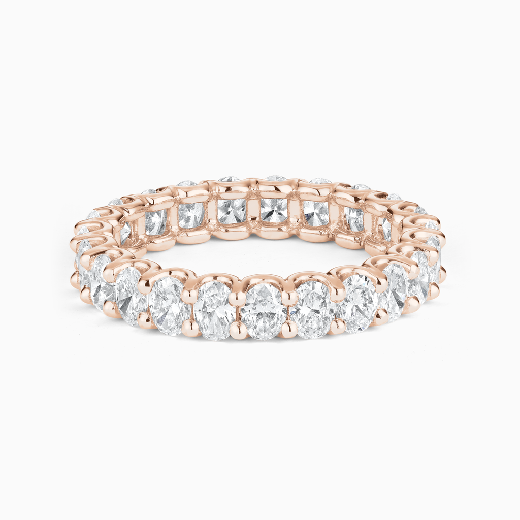The Ecksand Full-Eternity Oval-Cut Ring shown with Natural VS2+/ F+ in 14k Rose Gold