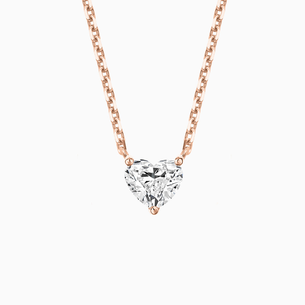 The Ecksand Heart-Shaped Diamond Pendant Necklace shown with Lab-grown 0.40 ct, VS2+/ F+ in 18k Rose Gold