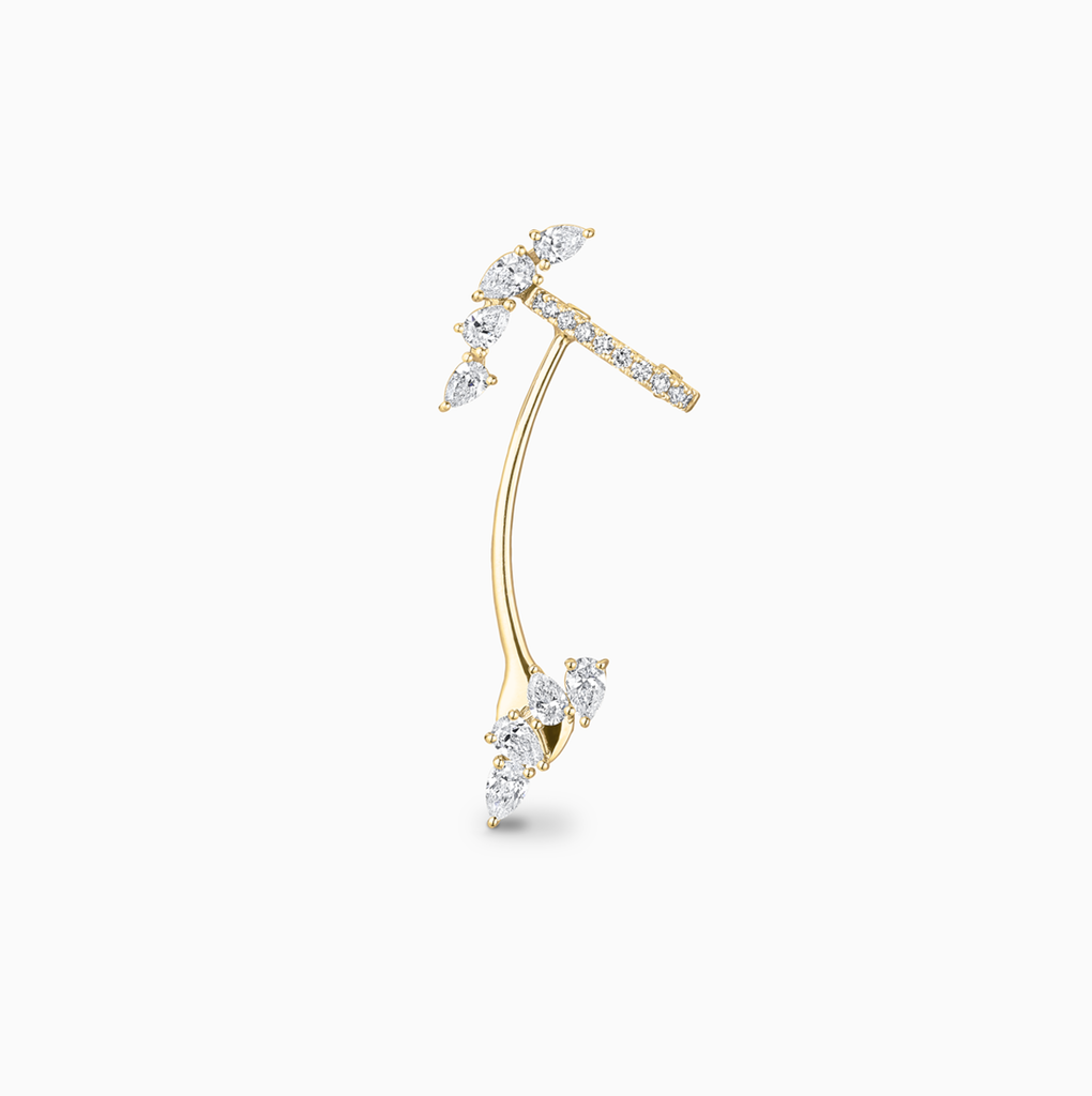 The Ecksand Pear-Cut Diamond Conch Earring shown with Natural VS2+/ F+ in 14k Yellow Gold