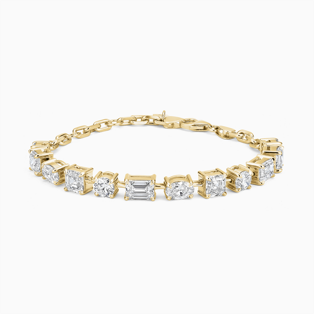 The Ecksand Multi-Shape Diamond Bracelet shown with Natural VS2+/ F+ in 14k Yellow Gold