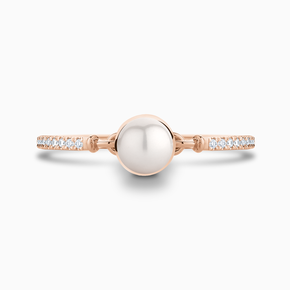 The Ecksand Freshwater Pearl Ring With Diamond Pavé shown with  in 14k Rose Gold