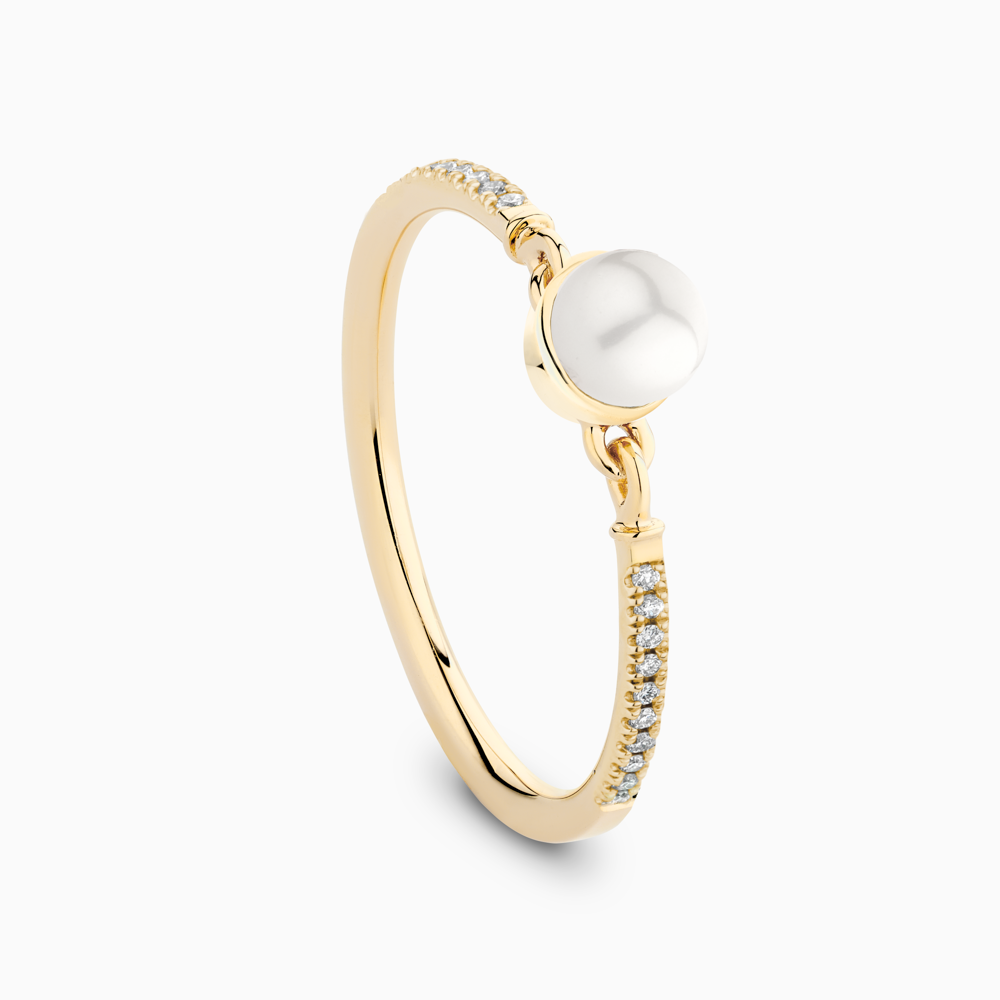 Freshwater Pearl Ring With Diamond Pav Ecksand