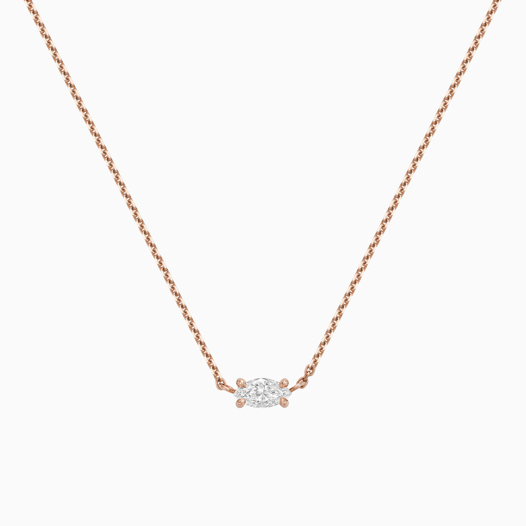 The Ecksand Marquise-Cut Diamond Necklace with East-West Setting shown with Natural VS2+/ F+ in 14k Rose Gold