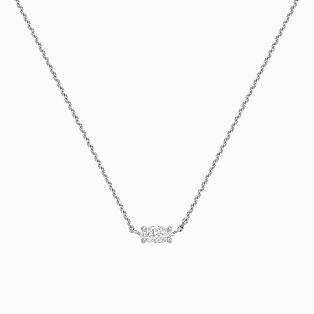 The Ecksand Marquise-Cut Diamond Necklace with East-West Setting shown with Natural VS2+/ F+ in 14k White Gold